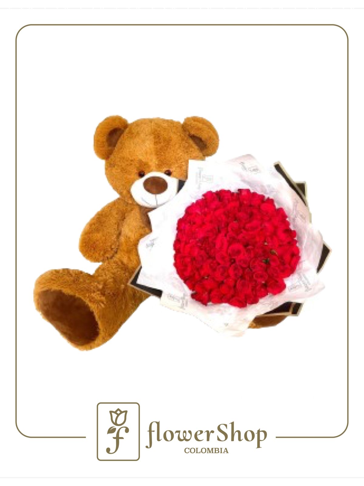 Grand Teddy and 100 roses